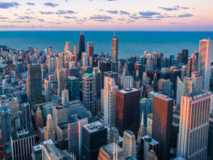 aerial view of downtown Chicago from Willis Tower Skydeck