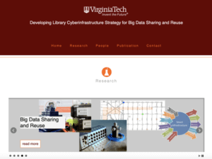screenshot of VT project, Developing Library Cyberinfrastructure Strategy for Big Data Sharing and Reuse