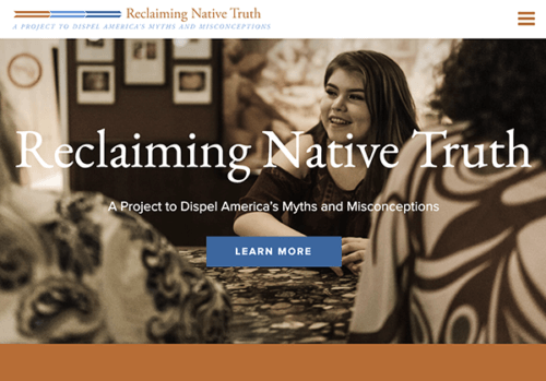 screenshot of Reclaiming Native Truth homepage