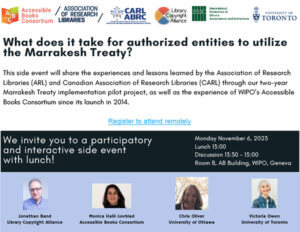 flier for Nov 6, 2023, session on Marrakesh Treaty implementation