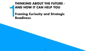 Module 1 cover page, "Thinking About the Future and How it Can Help You: Framing Curiosity and Strategic Readiness."