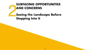 Module 2 cover page, "Surfacing Opportunities and Concerns: Seeing the Landscape Before Stepping Into It."